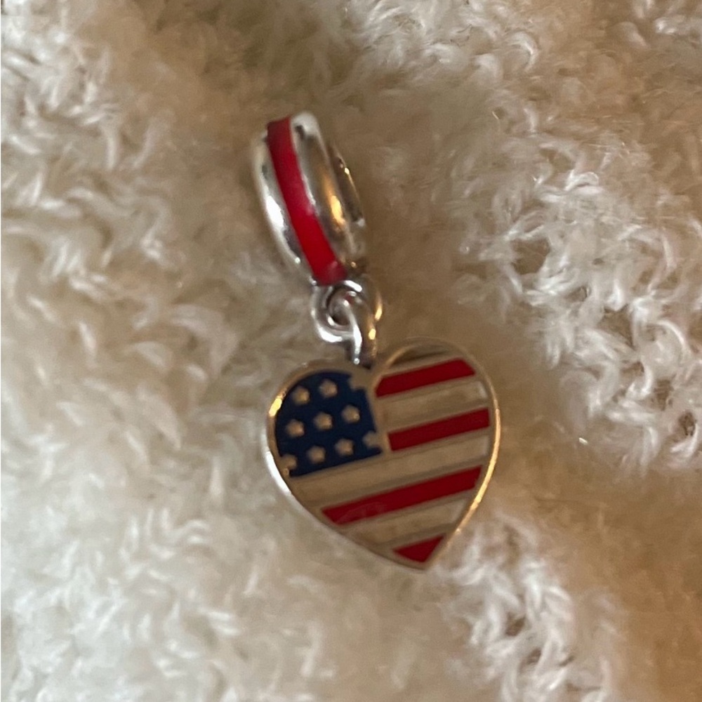 Pandora Heart-Shaped American Flag Charm